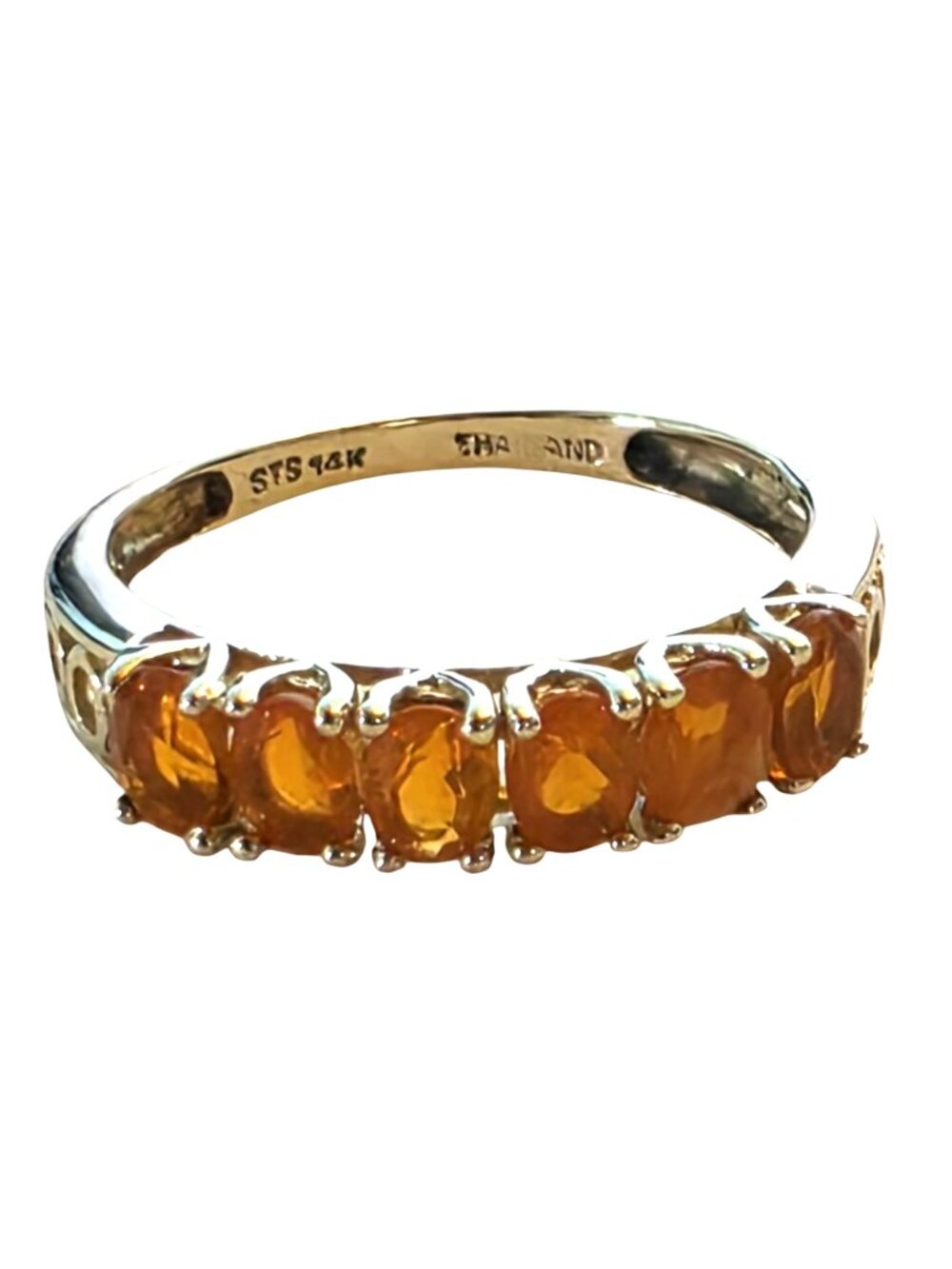 Vintage 14K Solid Gold Fiery Orange Natural Citrine Ring